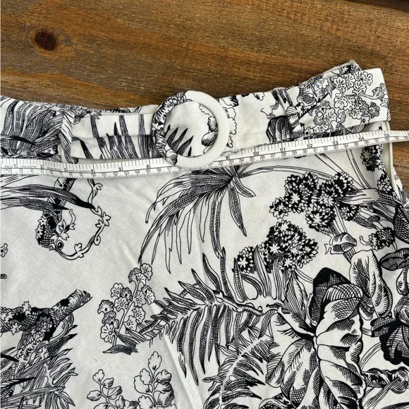 T Tahari Monochrome Botanical A-Line Linen Skirt Size 2 - Picture 3 of 10